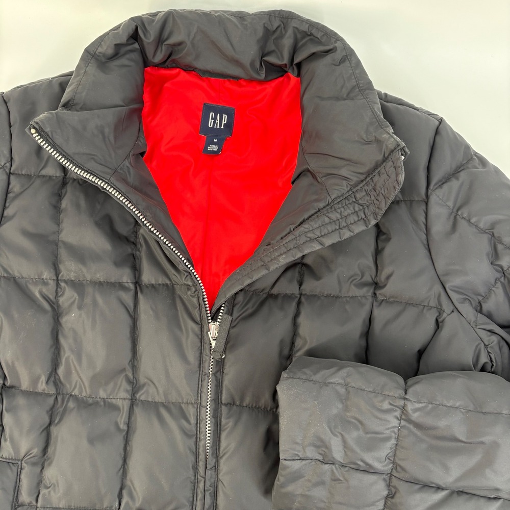 Gap Puffer Jacket Womens Size M Black Quilted Down Insulated Full Zip Coat